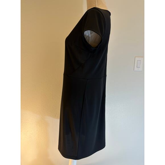 ANN TAYLOR Petite 10P Black Sheath Dress | Midi Stretch Classic Chic - Picture 4 of 7